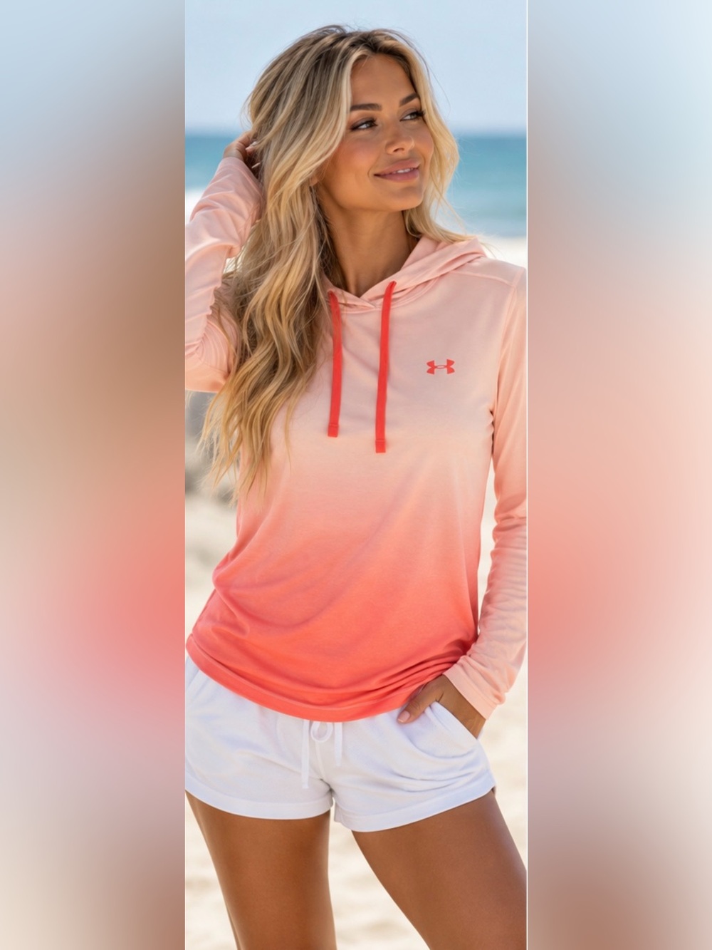 Under Armour Women’s Peach to Coral Ombre Hooded Long Sleeve Top